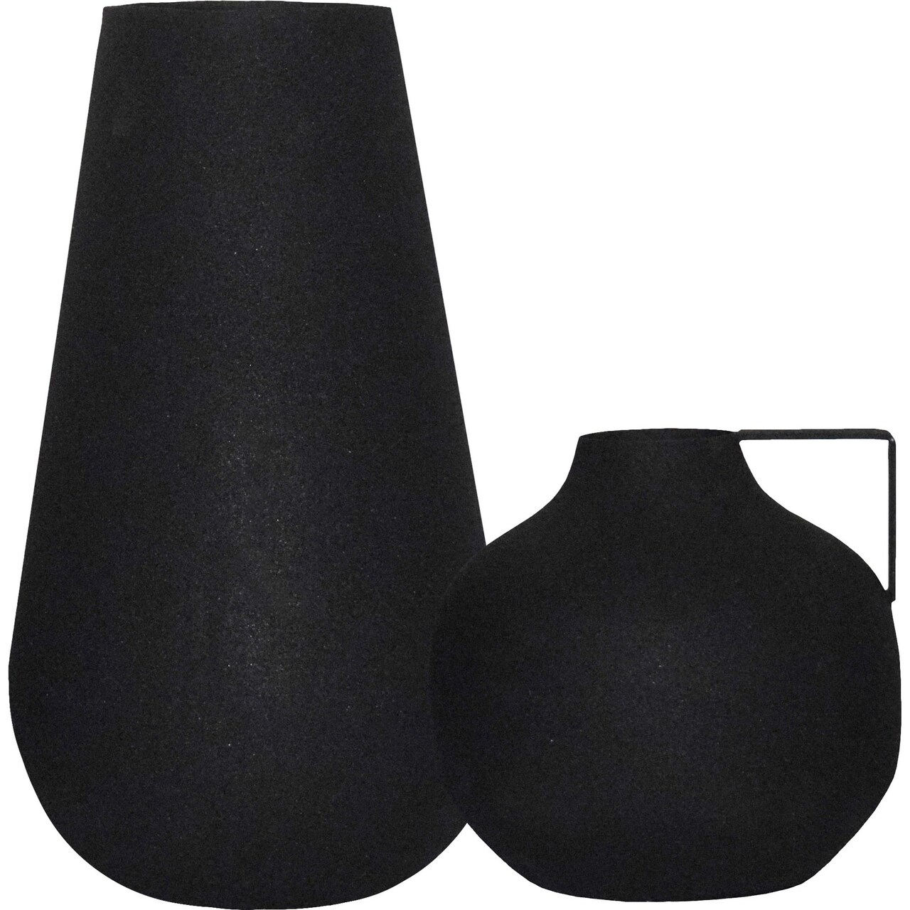 Signature Home Collection Set of 2 Matte Black Industrial Textured Vases 14"